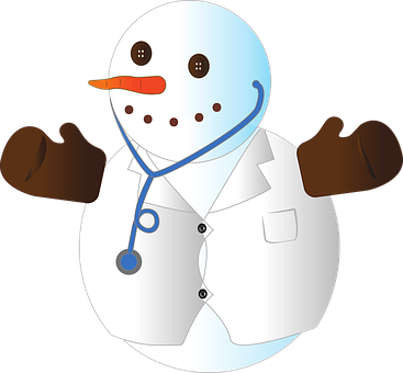 Doctor Snowman Cartoon Illustration PNG with transparent background