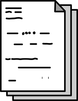 Document Icon Blackand White PNG with transparent background