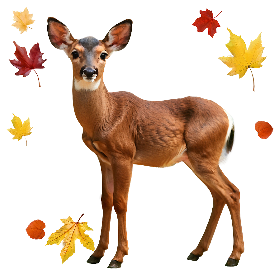 Doe In Autumn Leaves Png Xpc18