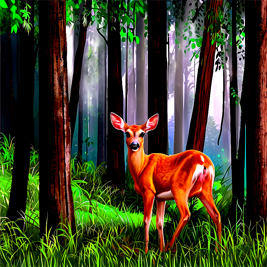 Doe In Dense Forest Png 06292024