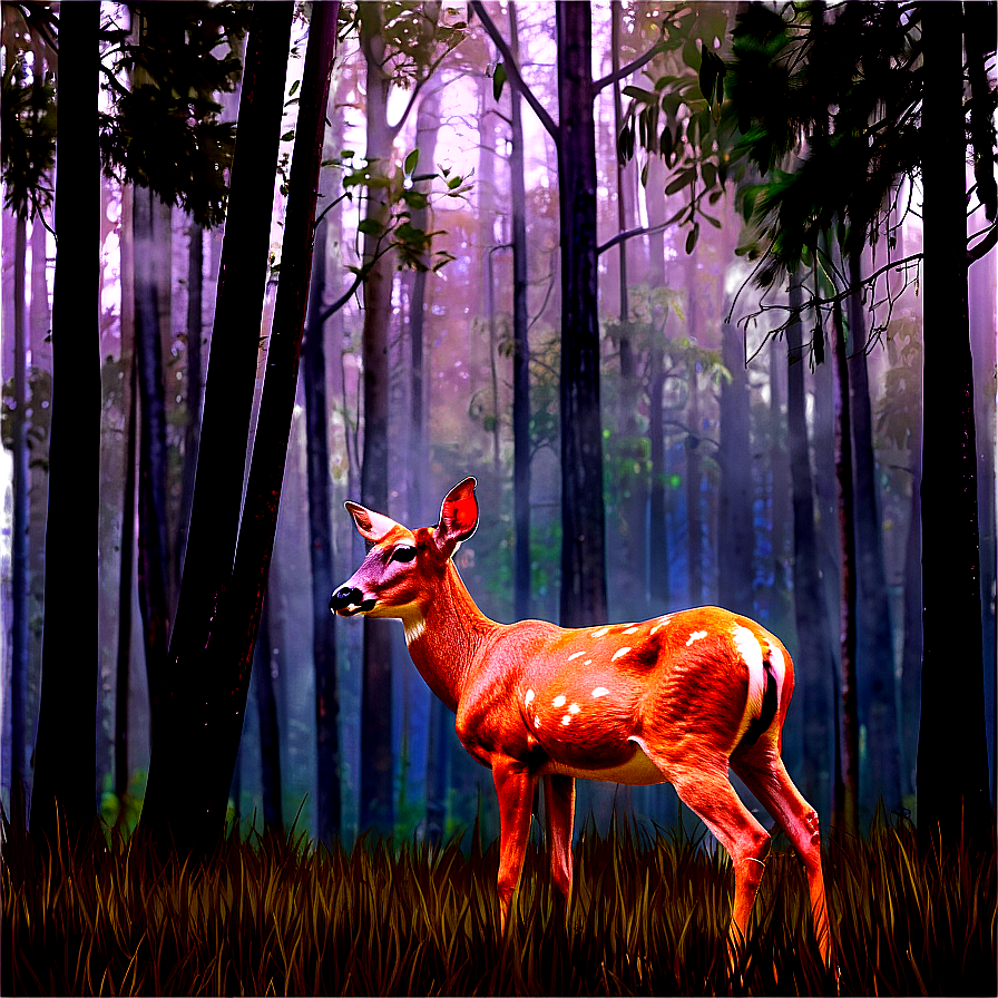 Doe In Misty Forest Png 38