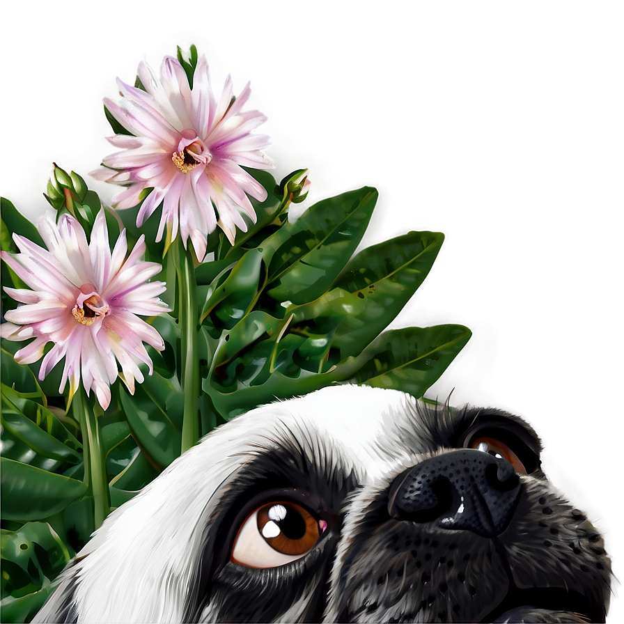 Dog Face With Flowers Png Jtr28