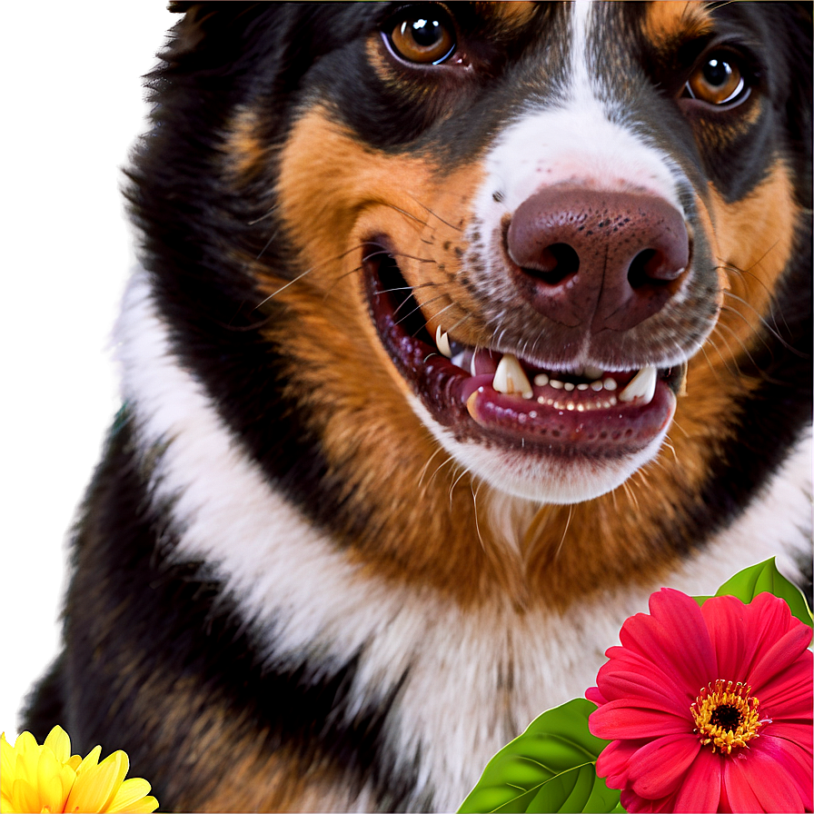 Dog Face With Flowers Png Lnk19