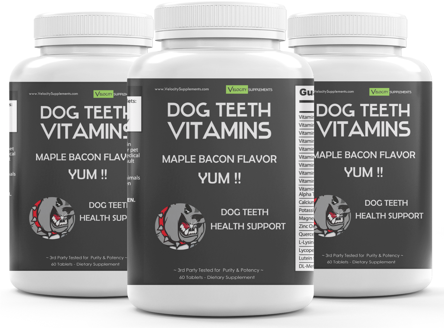 Dog Teeth Vitamins Bottles