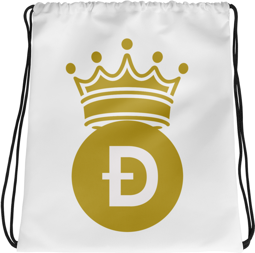 Dogecoin Branded Drawstring Bag PNG with transparent background