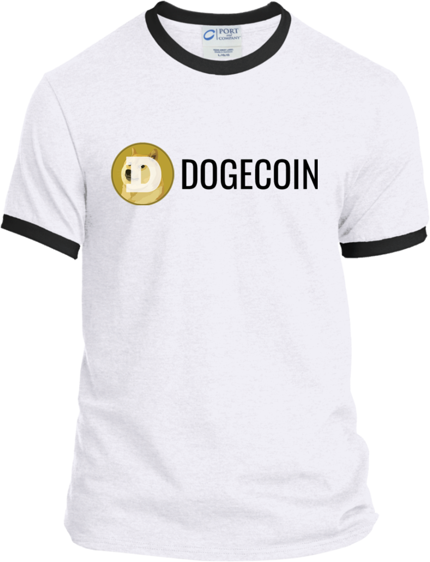 Dogecoin Branded T Shirt Design PNG with transparent background