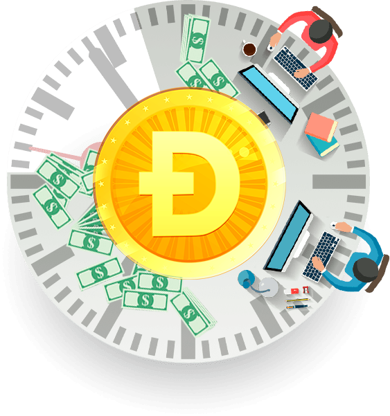 Dogecoin Cryptocurrency Concept PNG with transparent background