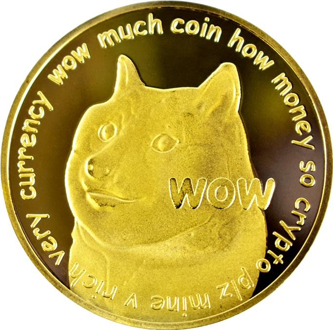 Dogecoin Cryptocurrency Meme Coin PNG with transparent background