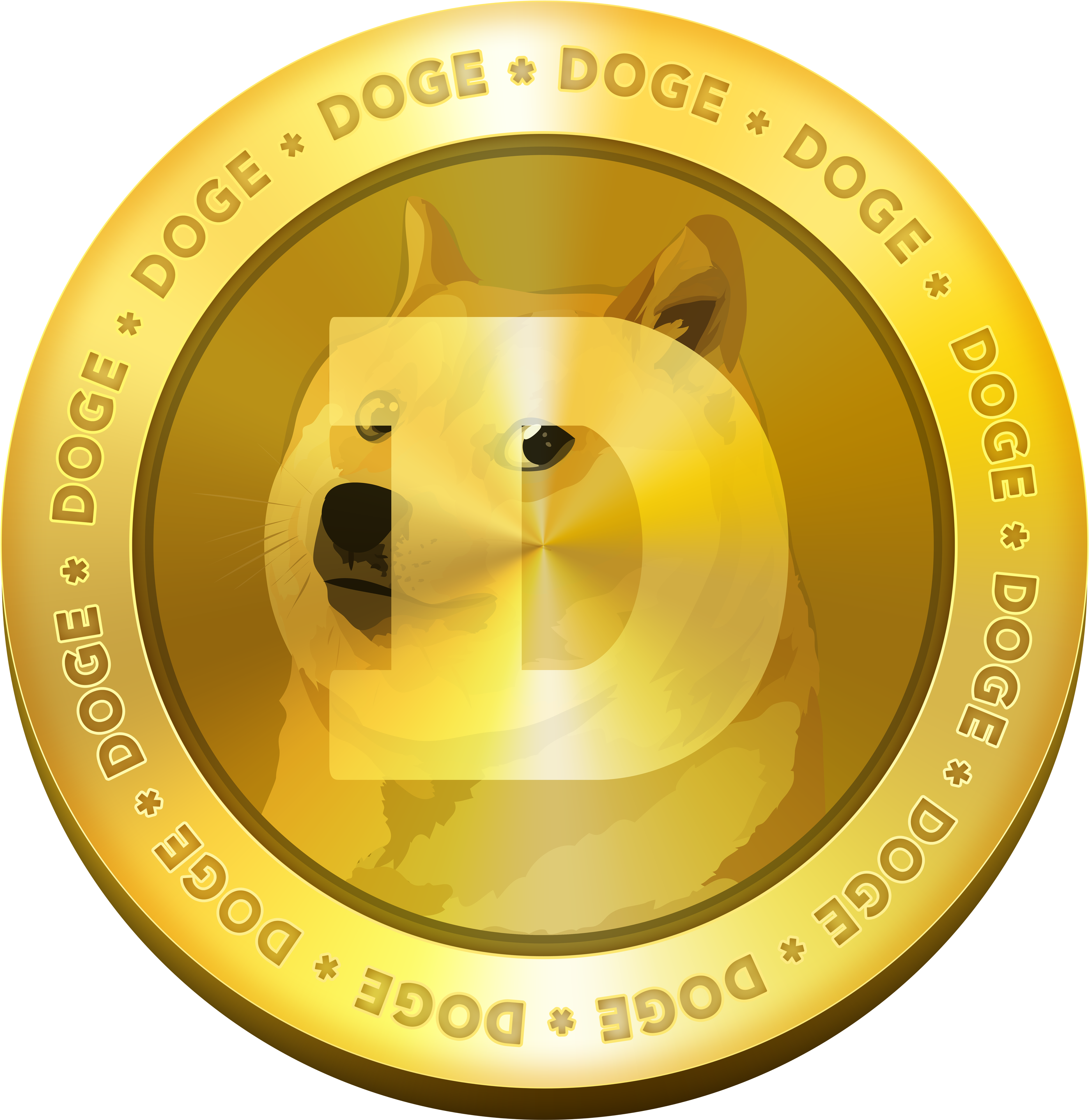 Dogecoin Cryptocurrency Token PNG with transparent background