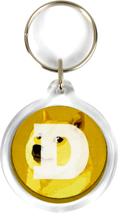 Dogecoin Keychain Accessory PNG with transparent background
