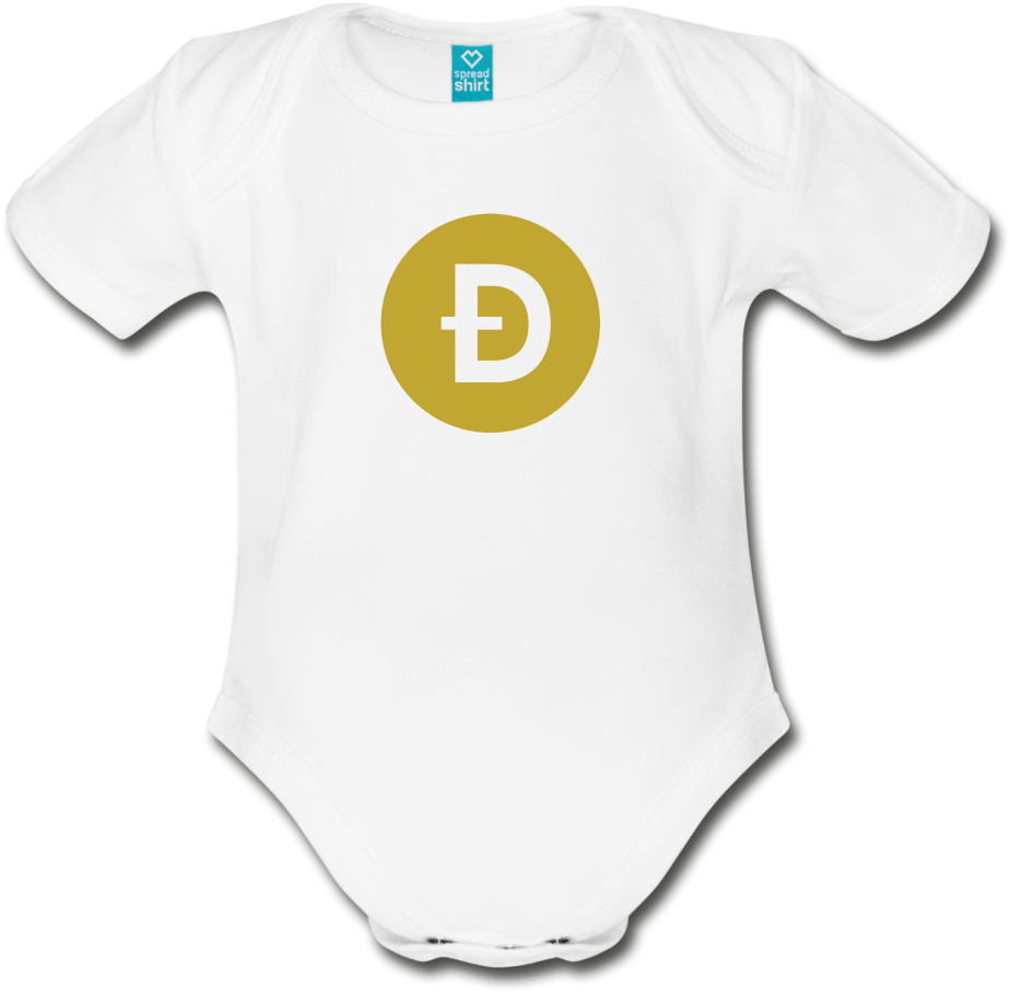 Dogecoin Logo Baby Onesie PNG with transparent background