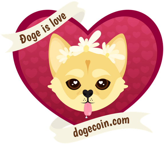 Dogecoin Love Heart Graphic PNG with transparent background
