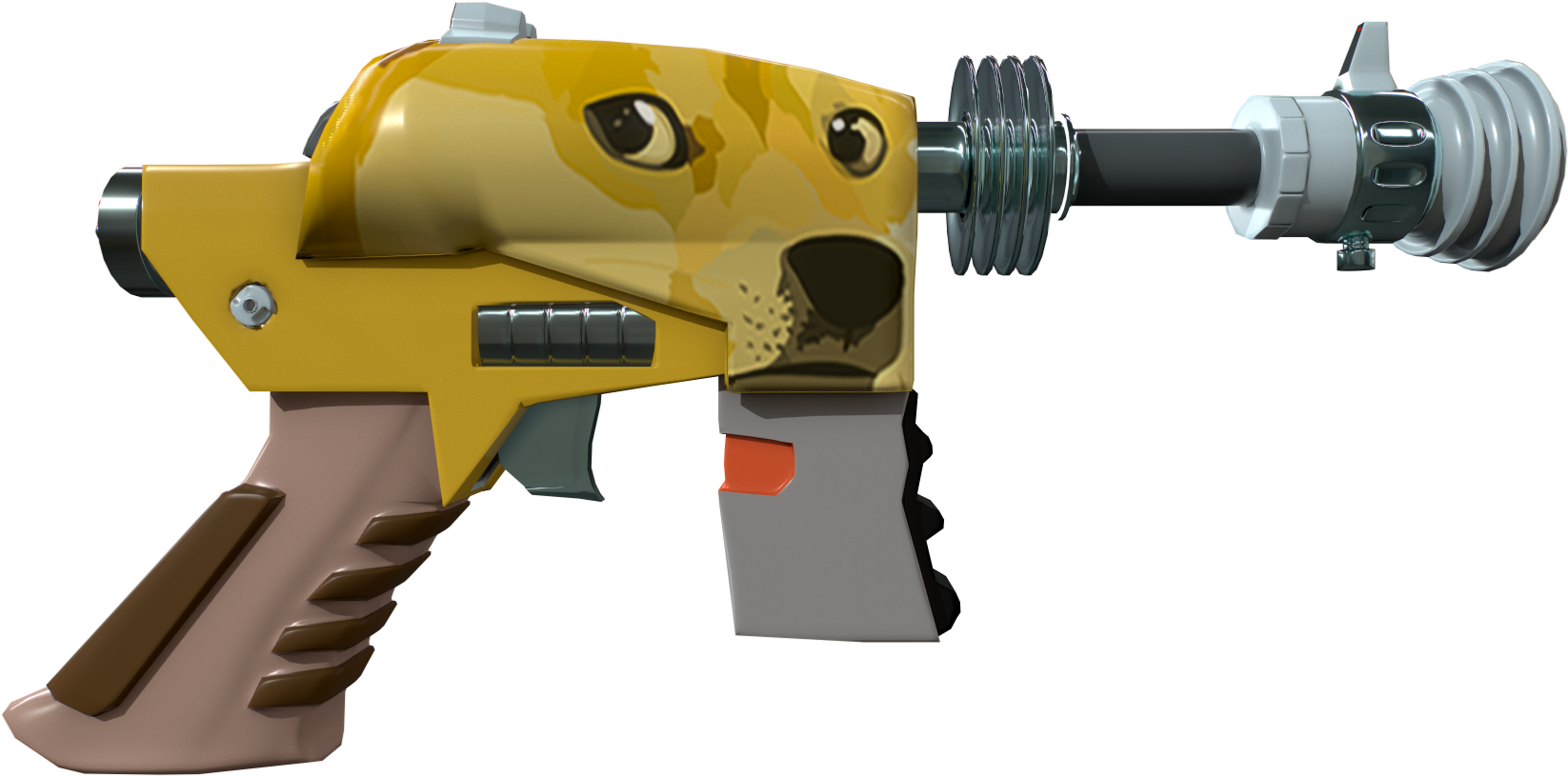 Dogecoin Themed Drill Gun PNG with transparent background