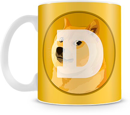 Dogecoin Themed Mug PNG with transparent background