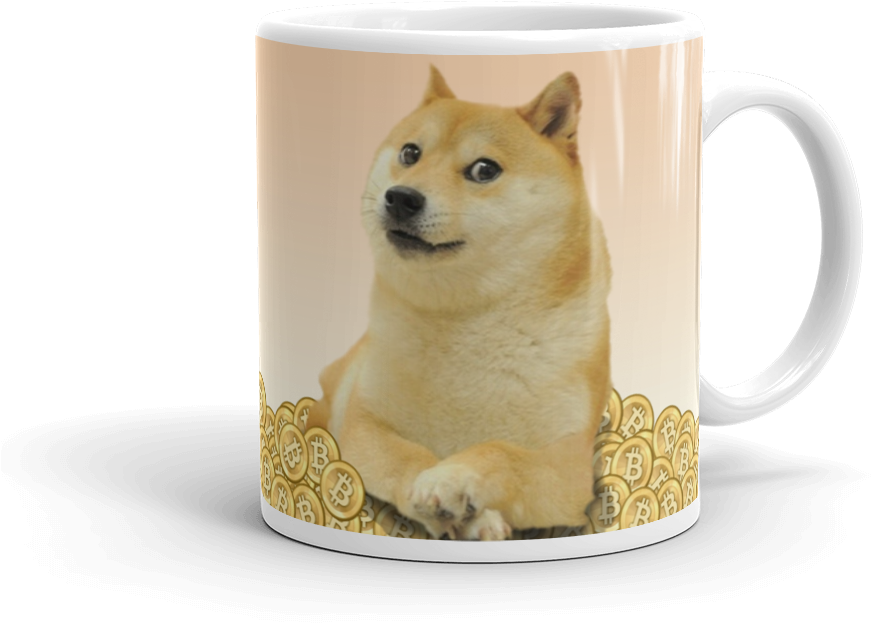 Dogecoin Themed Mug PNG with transparent background