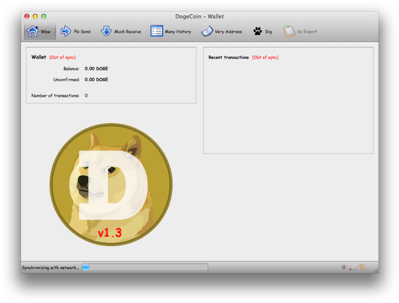 Dogecoin Wallet Interface Version1.3 PNG with transparent background