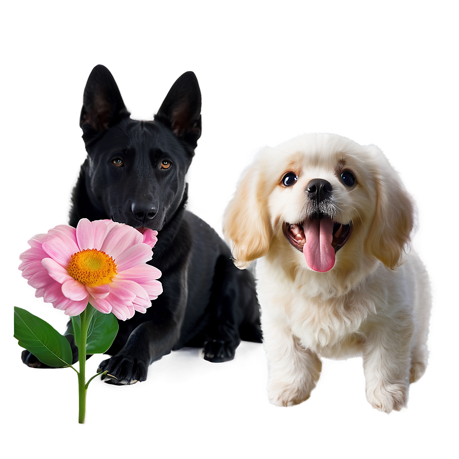 Dogs With Flowers Png Kny90