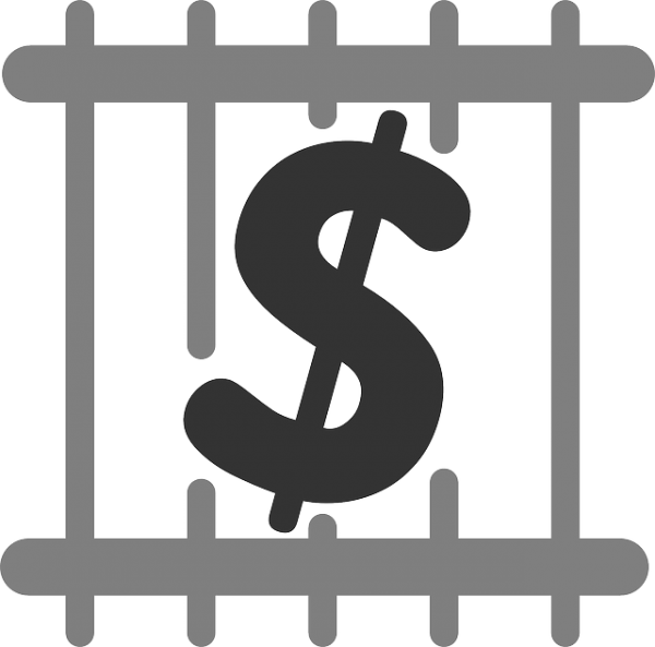 Dollar Sign Behind Bars Concept