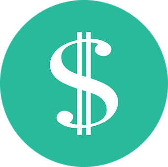 Dollar Sign Icon Aqua Background PNG with transparent background
