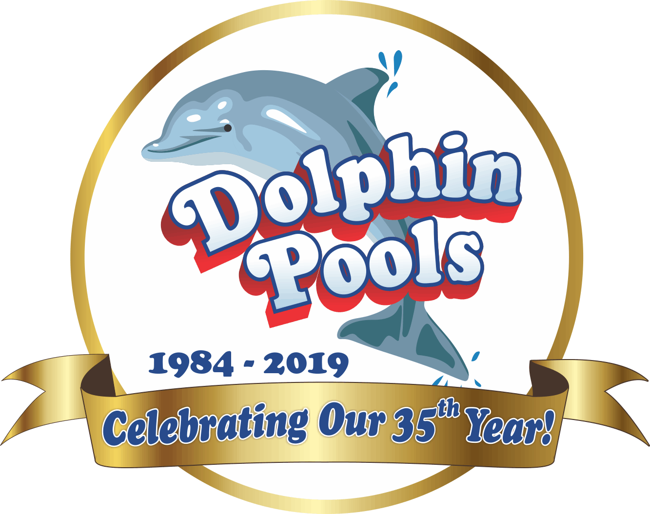 Dolphin Pools35th Anniversary Logo