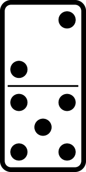 Domino Tile Three Five Black Dots PNG with transparent background