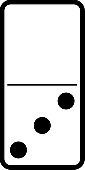 Domino Tile Three Four Black Dots PNG with transparent background