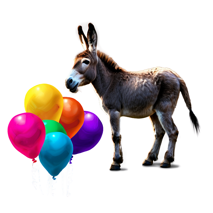 Donkey With Balloons Png Veq