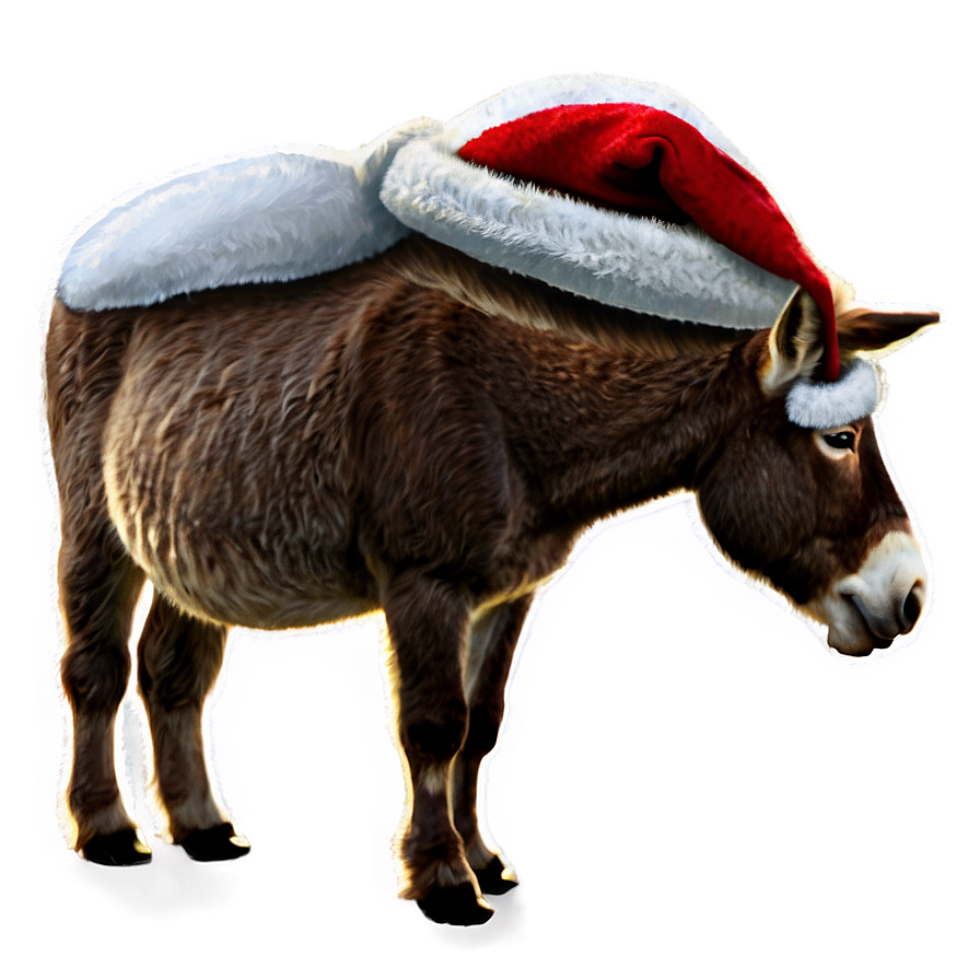 Donkey With Santa Hat Png Swk