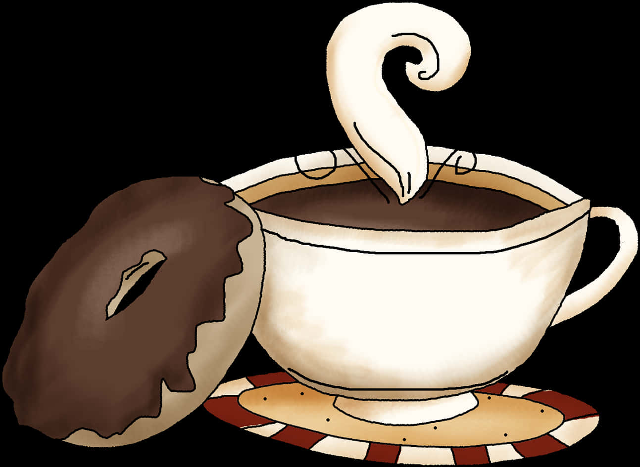 Donutand Coffee Artistic Illustration PNG with transparent background