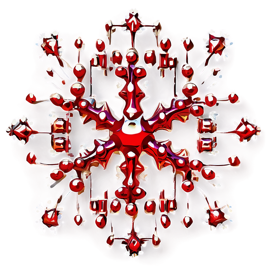 Dotted Red Snowflake Png 06282024