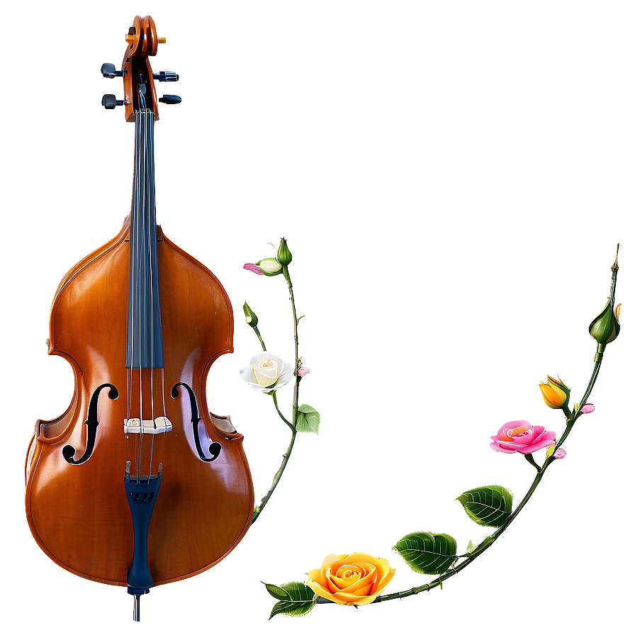 Double Bass With Roses Png Rvt91