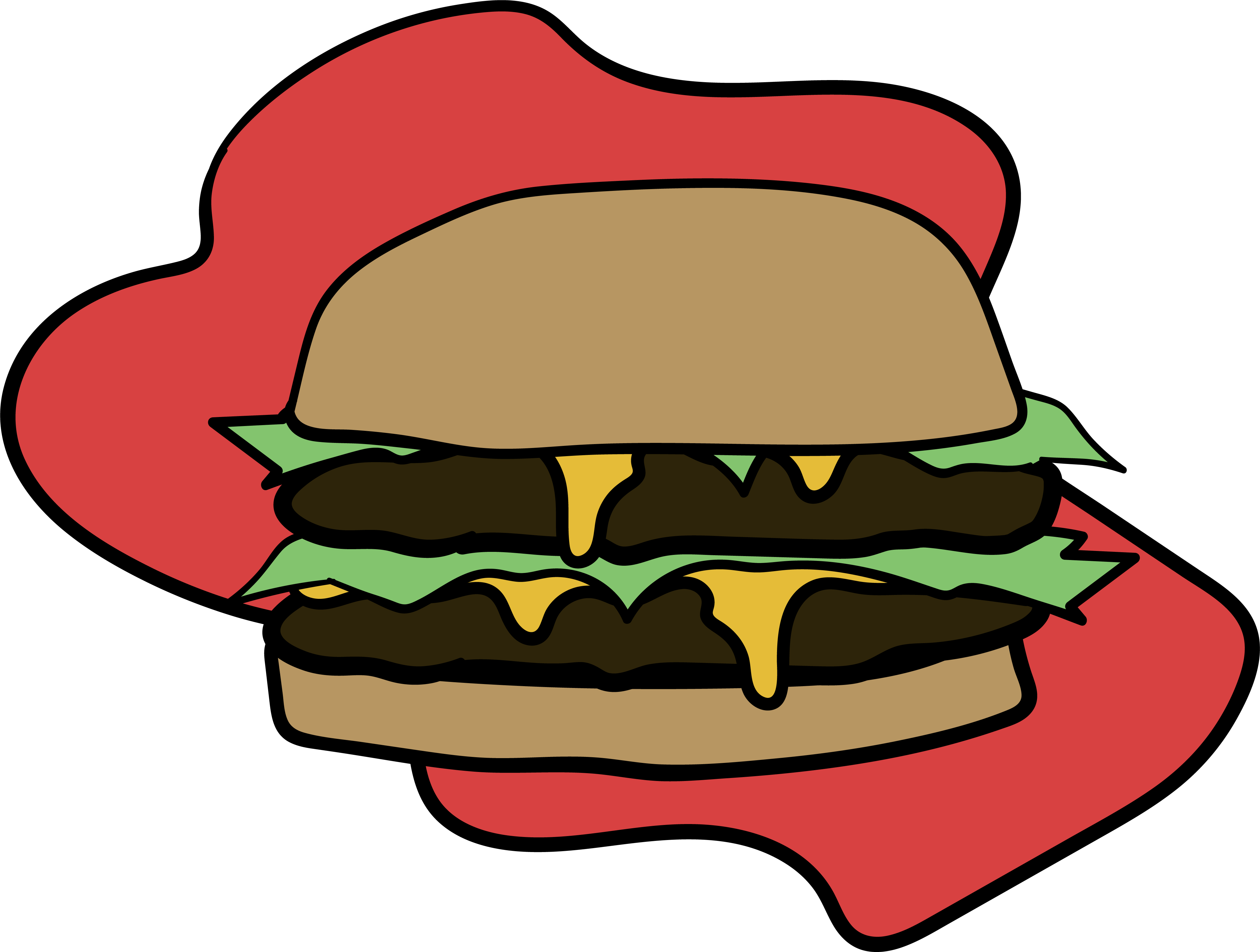 Double Cheeseburger Cartoon Illustration