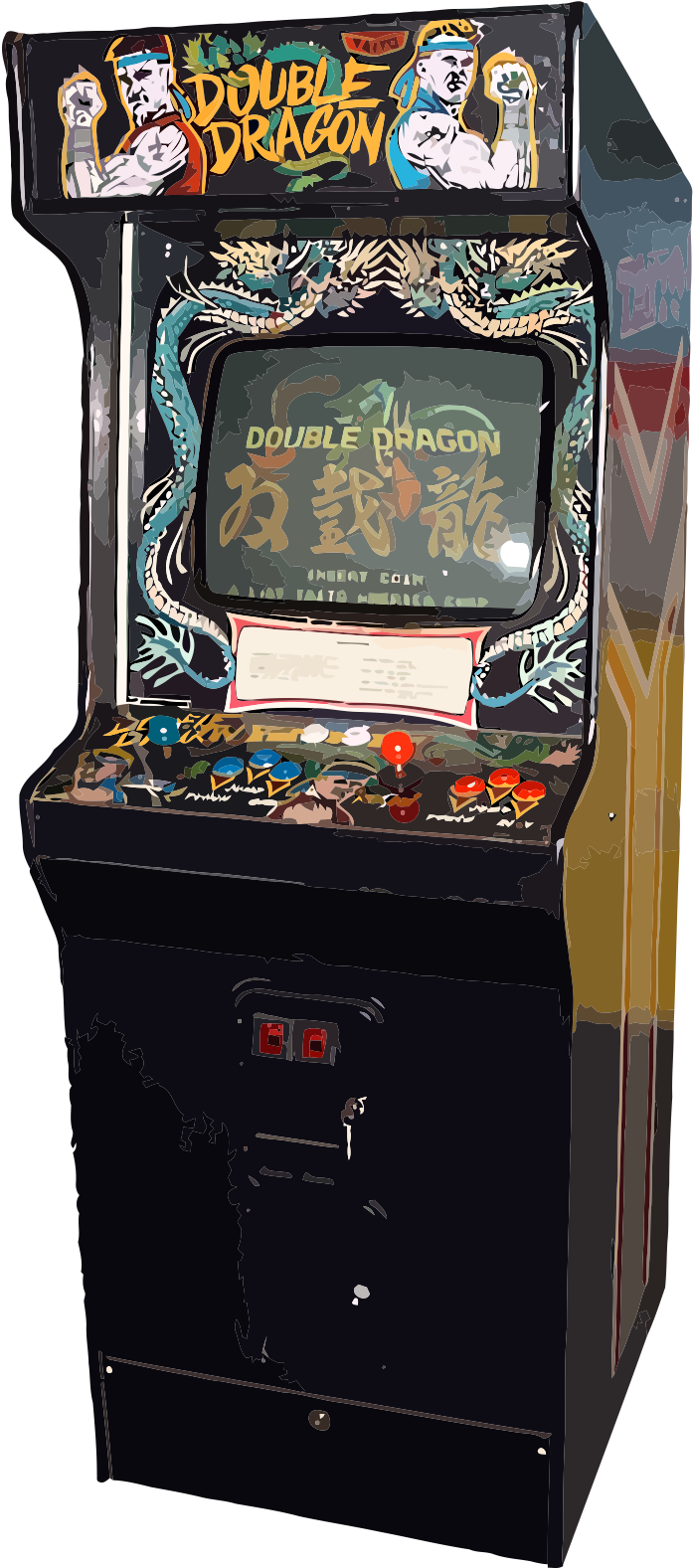 Video Game Arcade Cabinet,games,arcade Game,electronic - Cabinet Double Dragon Arcade Artwork, HD Png Download PNG with transparent background