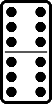 Double Six Domino Tile PNG with transparent background