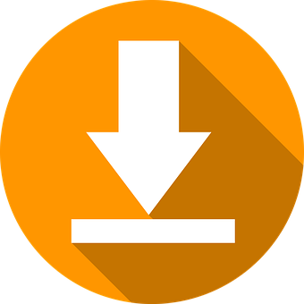 Download_ Icon_ Orange_ Background PNG with transparent background