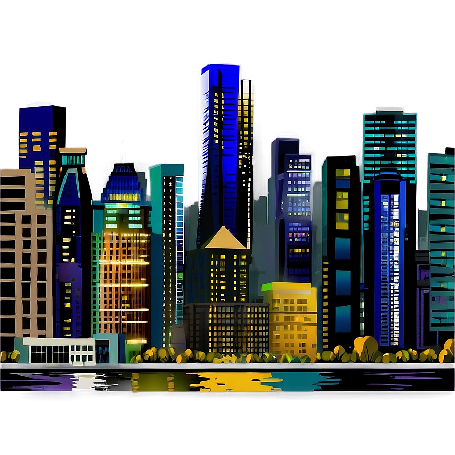 Downtown Cityscape PNG dki PNG with transparent background