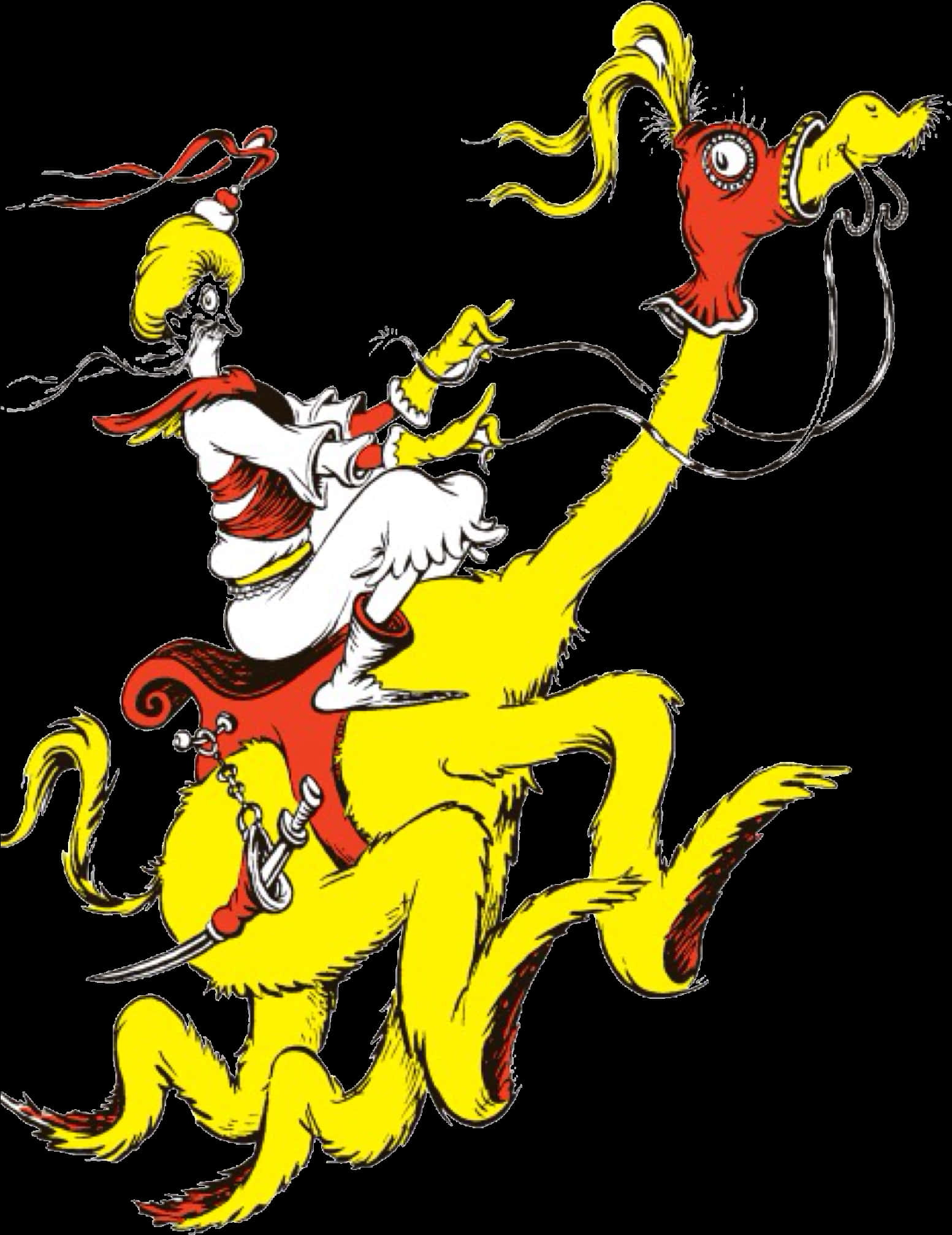 Dr Seuss Yellow Character Riding