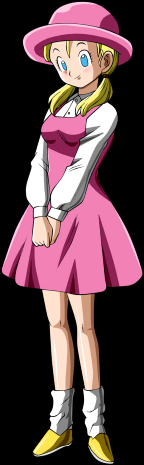 Dragon Ball Characterin Pink Dress PNG with transparent background
