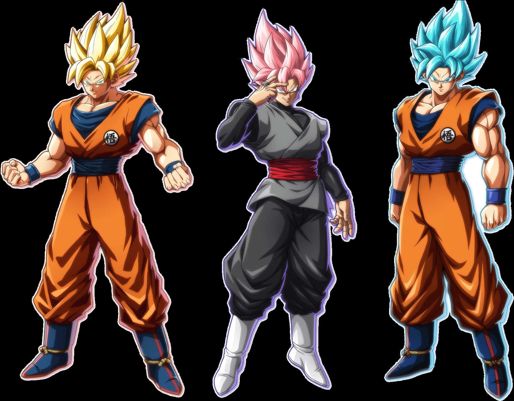 Dragon Ball Super Saiyan Transformations PNG with transparent background