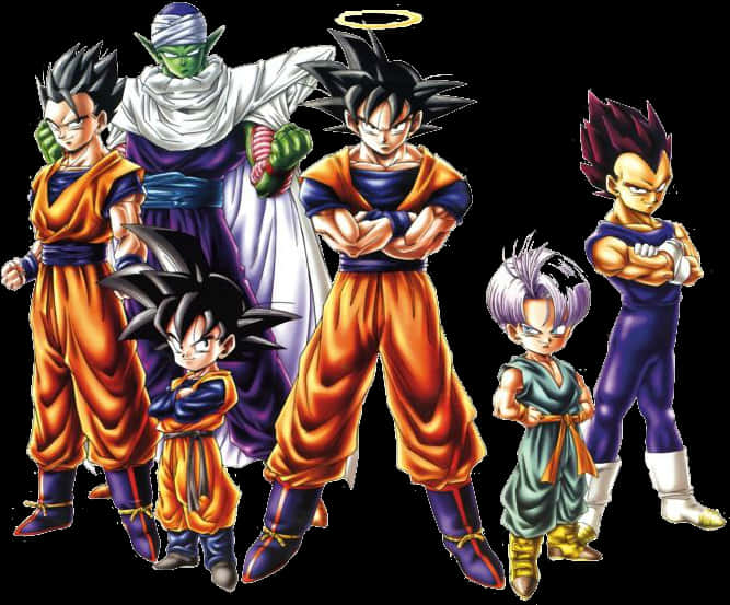 Dragon_ Ball_ Z_ Group_ Pose PNG with transparent background