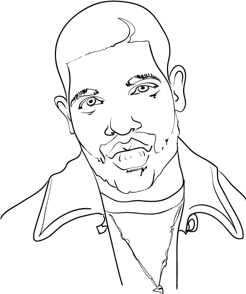 Drake Line Art Portrait PNG with transparent background