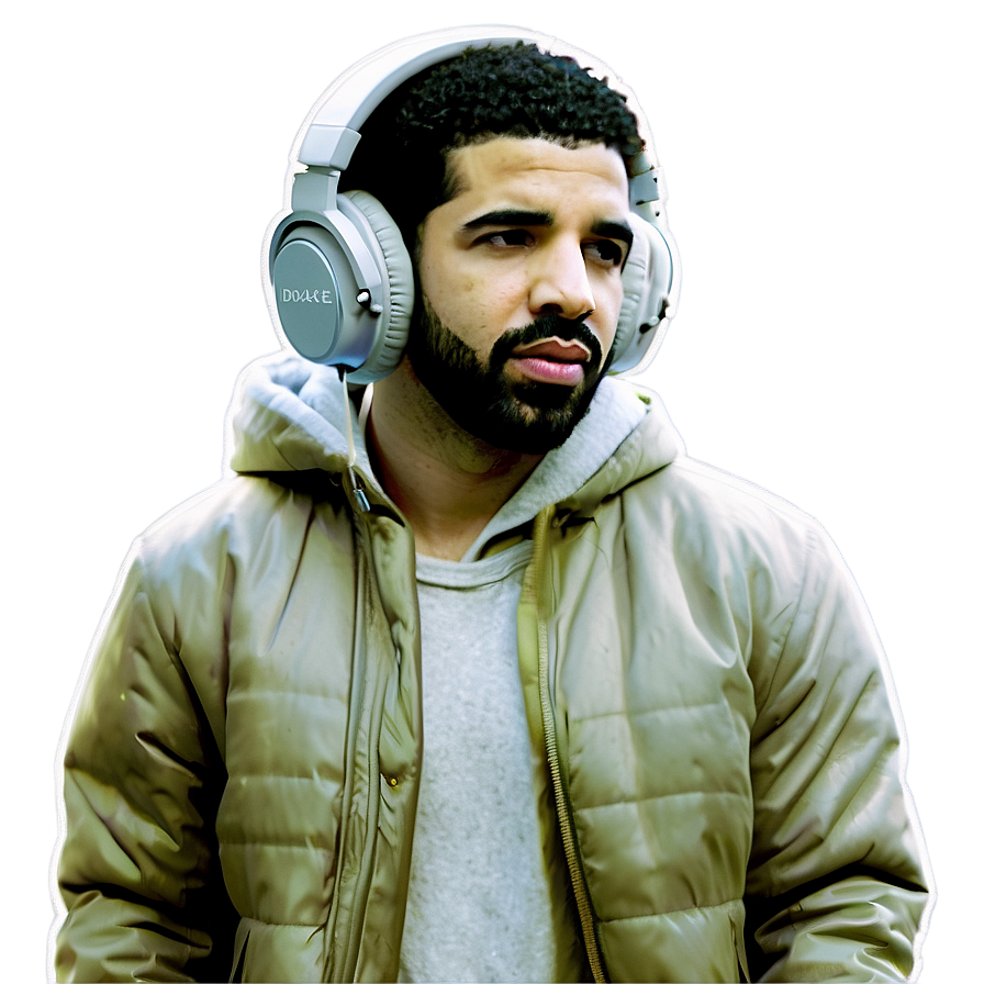 Drake with Headphones PNG 05212024 PNG with transparent background