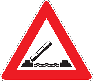 Drawbridge_ Ahead_ Warning_ Sign PNG with transparent background