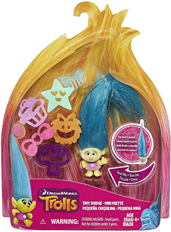 Buy Action Figure Hasbro Trolls Hair Raising Tiny Smidge - Trolls Tiny Smidge, HD Png Download PNG with transparent background