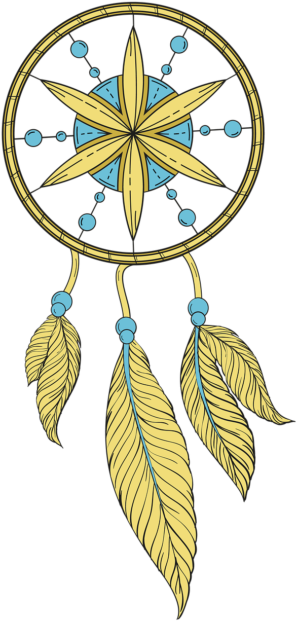 Dreamcatcher Compass Designwith Feathers