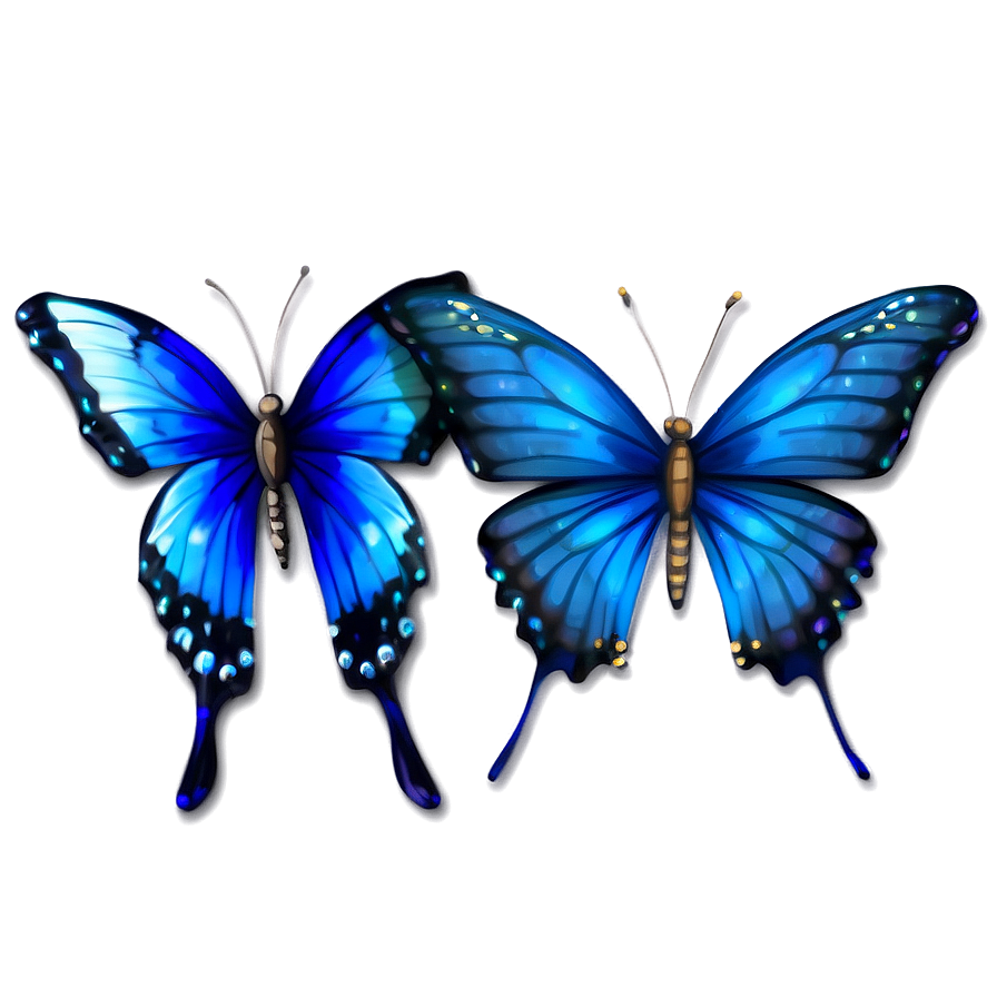 Dreamy Blue Butterflies Png Ern45