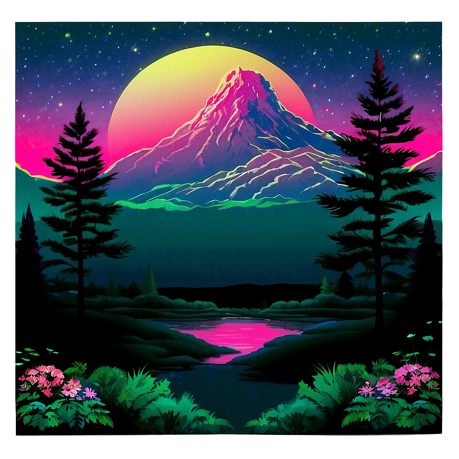 Dreamy Vaporwave Landscape PNG 06112024 PNG with transparent background