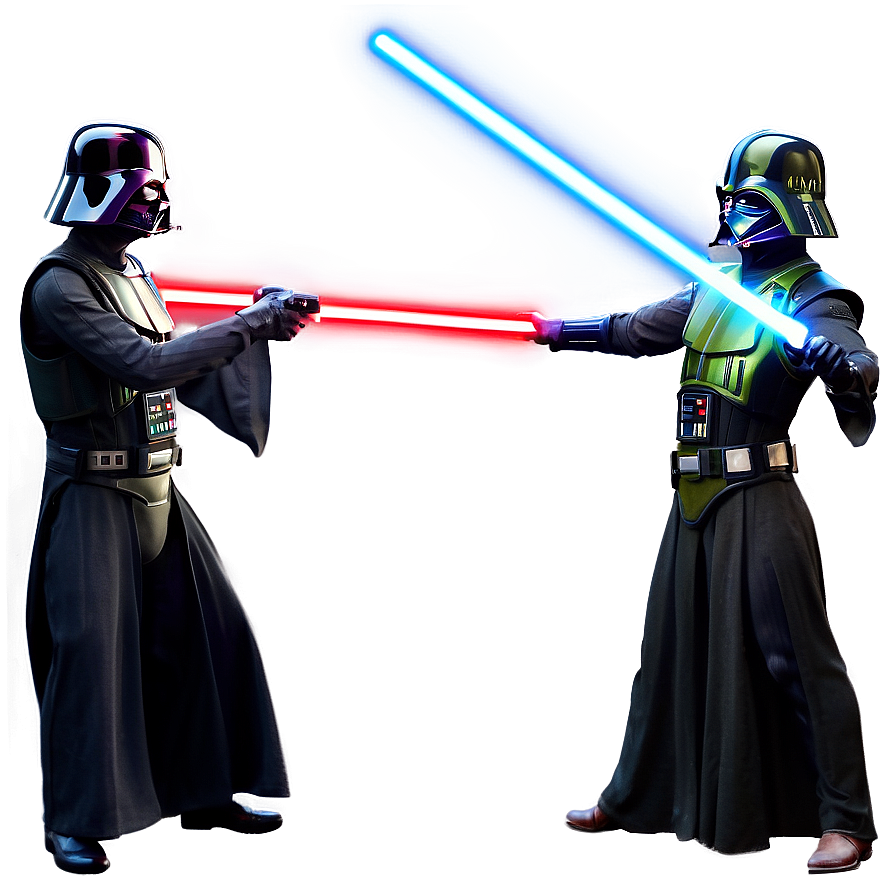 Dual Lightsabers Combat PNG 1 PNG with transparent background