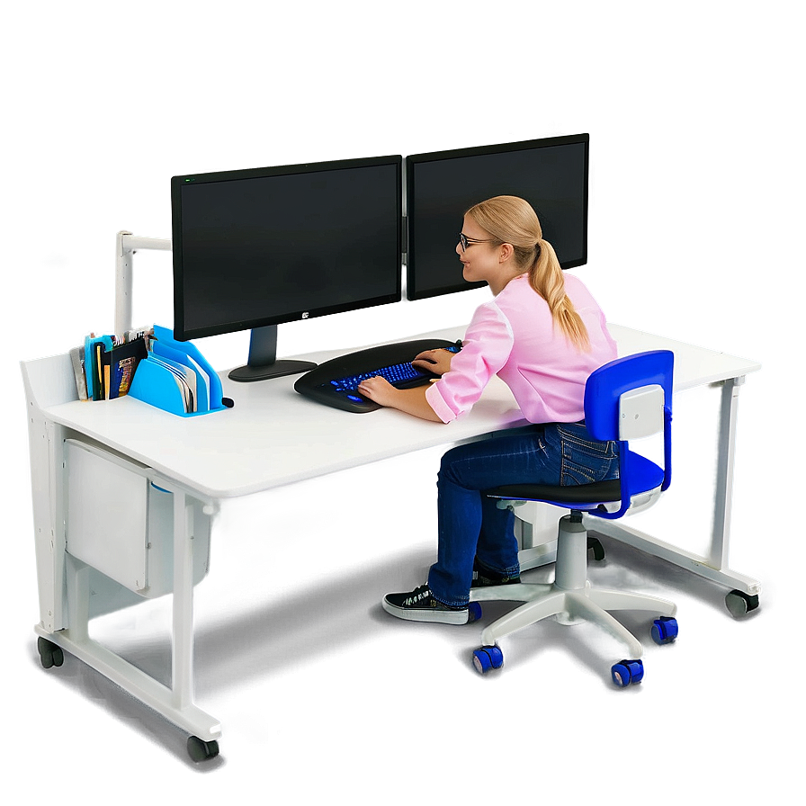 Dual Monitor Student Desk Png Smb