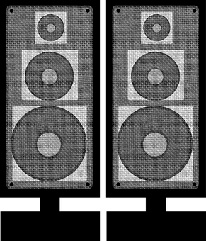 Dual Speaker System Blackand White PNG with transparent background